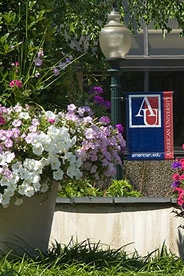 A summer scene of the AU campus.